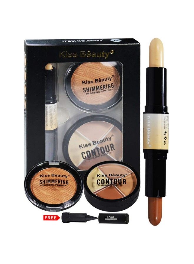 Kiss Beauty Facial Powder 3In1 Contour Kit With Adbeni Kajal Natural - Image 1