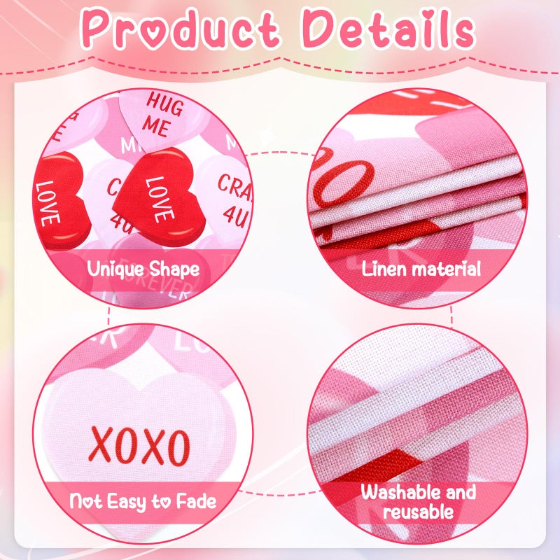 Lonfliness Valentine Table Runner Pink Red Love Heart 72x13inch Conversation Candy Heart Valentines Table Runner Cover Kitchen Dining Decor for Wedding Engagement Anniversary Home Party Decoration - Image 3