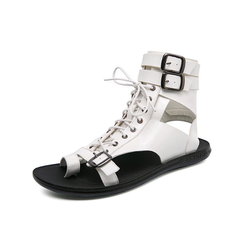 New Style Large Size Fashionable Summer Roman Style Strap Distinctive Soft Bottom Leather Sandals For Men And Women - Image 1