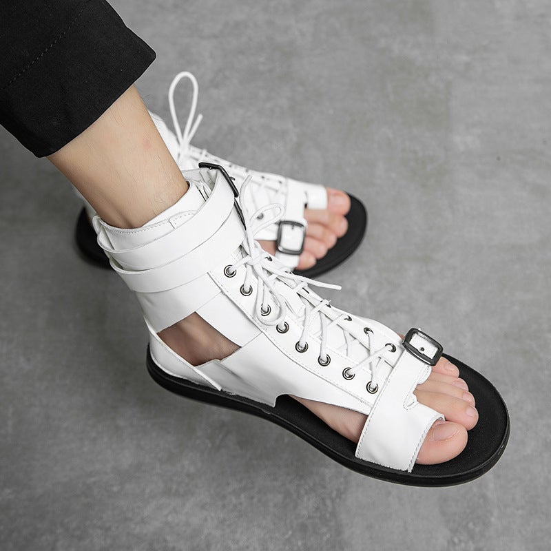 New Style Large Size Fashionable Summer Roman Style Strap Distinctive Soft Bottom Leather Sandals For Men And Women - Image 3