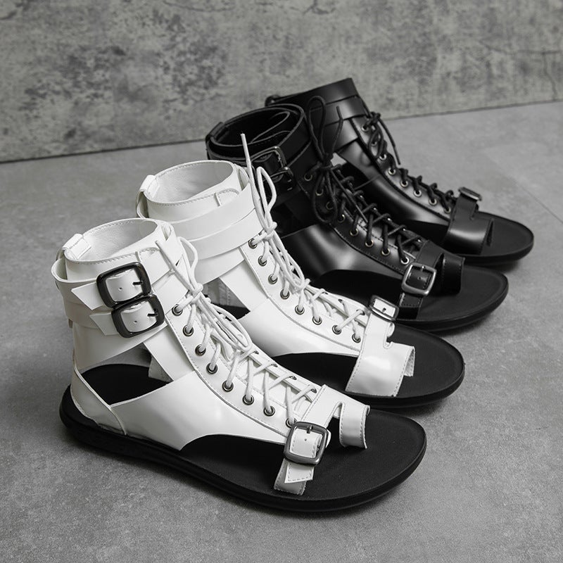 New Style Large Size Fashionable Summer Roman Style Strap Distinctive Soft Bottom Leather Sandals For Men And Women - Image 2