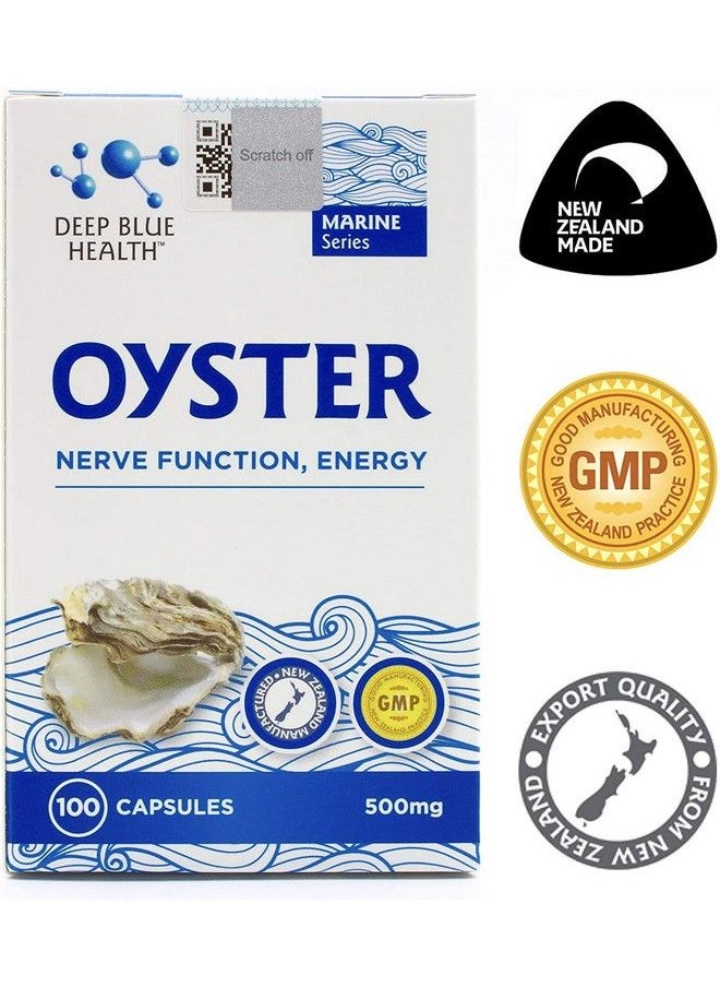 Deep Blue Health - New Zealand Oyster Extract Powder 500Mg X 100 Capsules Zinc Supplement Pills For Men And Women Supports Immune Health Energy And Nerve Function W/ Green Lipped Mussel - Image 1