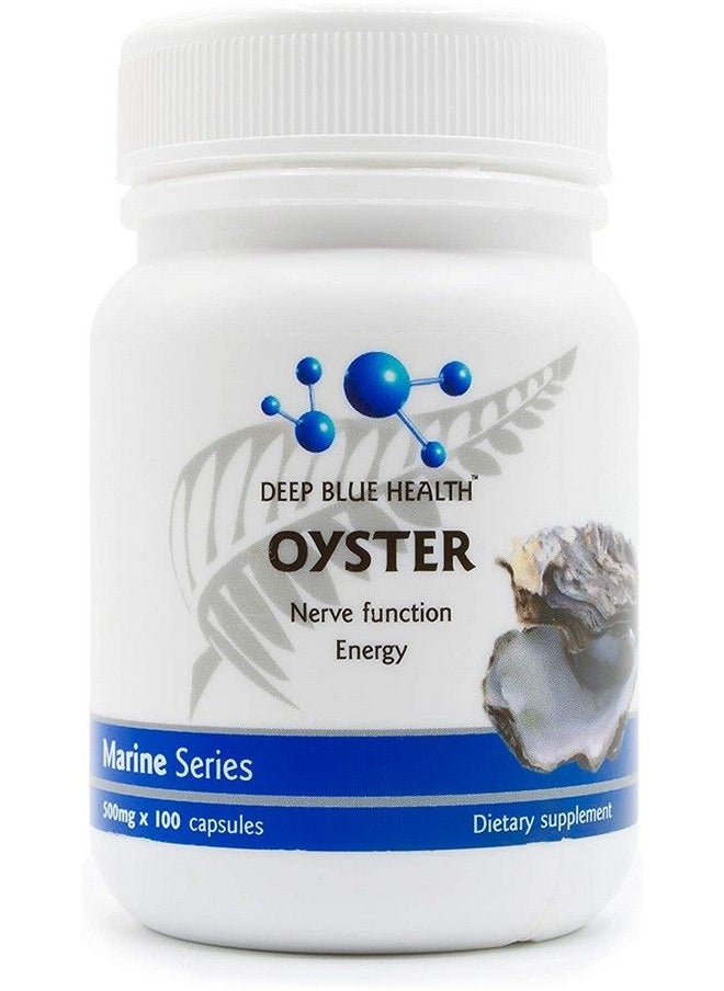 Deep Blue Health - New Zealand Oyster Extract Powder 500Mg X 100 Capsules Zinc Supplement Pills For Men And Women Supports Immune Health Energy And Nerve Function W/ Green Lipped Mussel - Image 1
