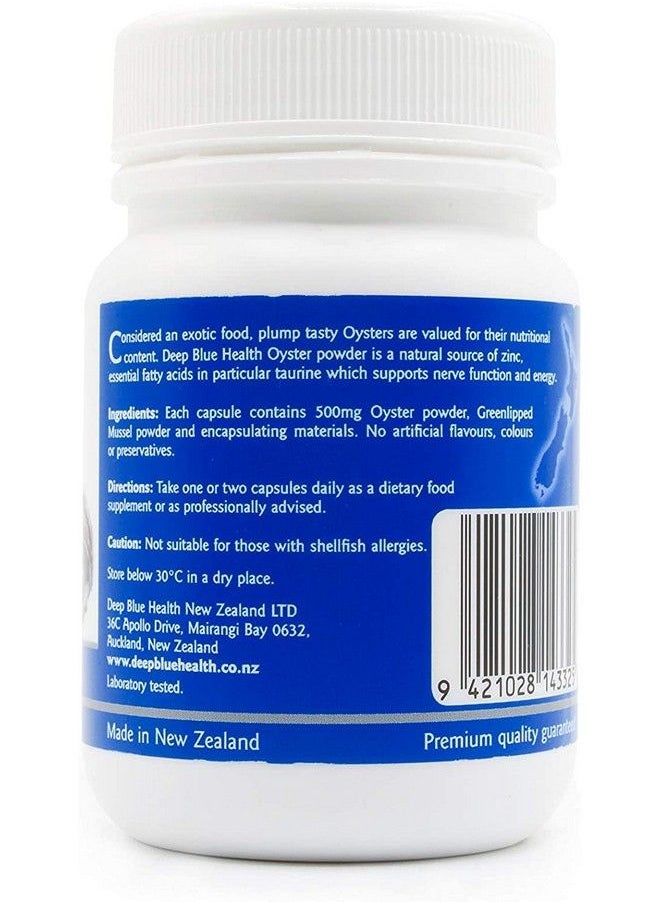 Deep Blue Health - New Zealand Oyster Extract Powder 500Mg X 100 Capsules Zinc Supplement Pills For Men And Women Supports Immune Health Energy And Nerve Function W/ Green Lipped Mussel - Image 1