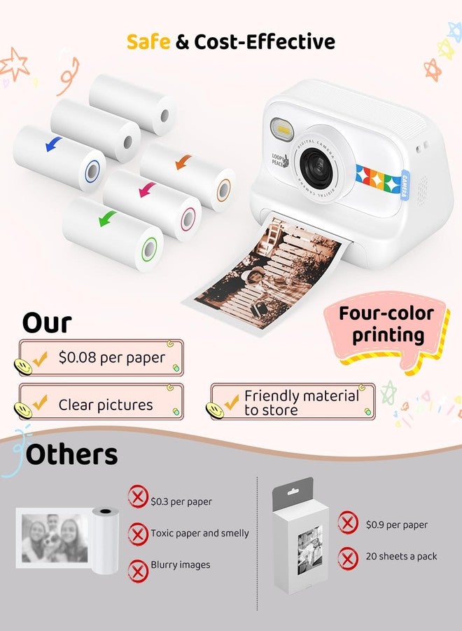 orantronx 6 Rolls Color Instant Print Paper – Thermal Refill Paper for Kids’ Cameras – HD Quality, BPA-Free, Easy to Use - Image 4