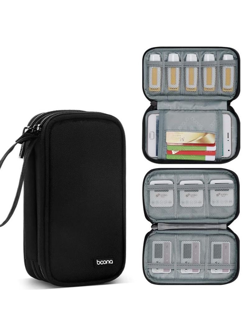 Electronic Accessories Bag, Gadget Organizer Case, Travel cable Storage Pouch for charger, USB, Earphones, SD Memory Cards Flash Hard Drives, Power Banks, Adapters or Camera Accessories Black 