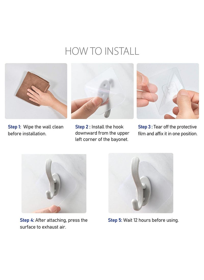Generic MegaNest Self Adhesive Wall Hooks Waterproof HeavyDuty Sticky Hooks NailFree Multipurpose Home Storage 2KG Hanging Capacity Pack of 5  - Image 4