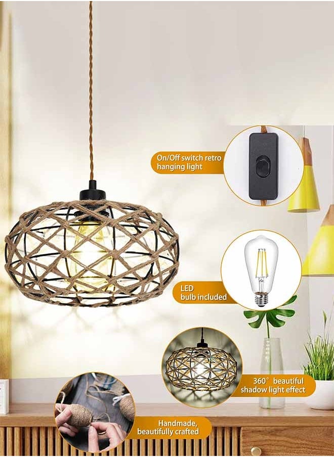 Momozone Bamboo Woven Wall Lamp Japanese Retro Hand-woven Farmhouse Country Bohemian Style Lamp Suitable for Living Room Bedroom  - Image 3