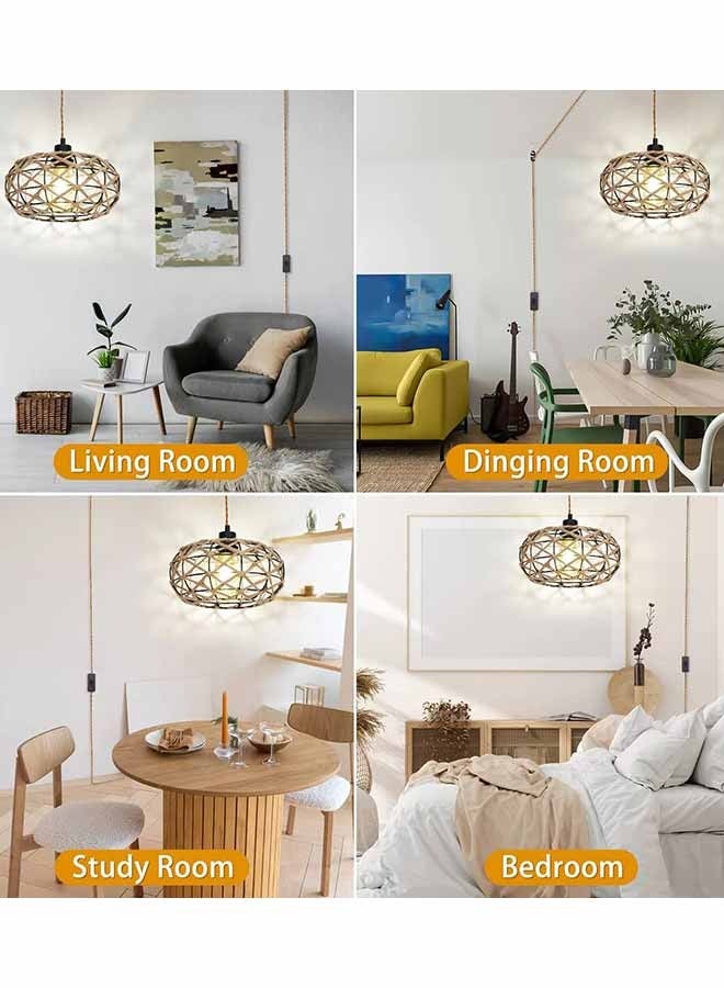 Bamboo Woven Wall Lamp Japanese Retro Hand-woven Farmhouse Country Bohemian Style Lamp Suitable for Living Room Bedroom