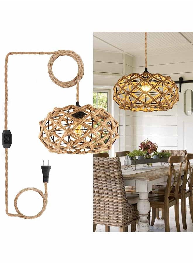 Momozone Bamboo Woven Wall Lamp Japanese Retro Hand-woven Farmhouse Country Bohemian Style Lamp Suitable for Living Room Bedroom  - Image 1