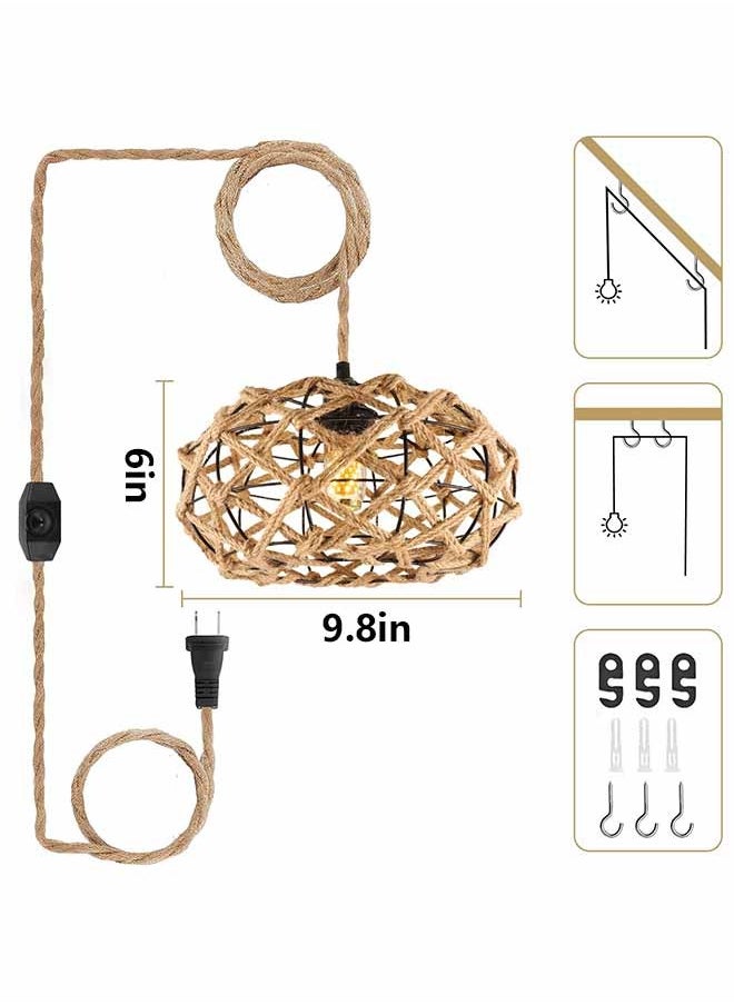 Momozone Bamboo Woven Wall Lamp Japanese Retro Hand-woven Farmhouse Country Bohemian Style Lamp Suitable for Living Room Bedroom  - Image 2