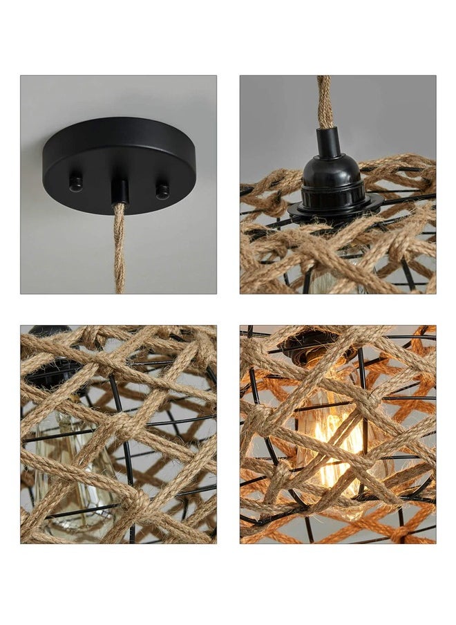 Momozone Bamboo Woven Wall Lamp Japanese Retro Hand-woven Farmhouse Country Bohemian Style Lamp Suitable for Living Room Bedroom  - Image 5