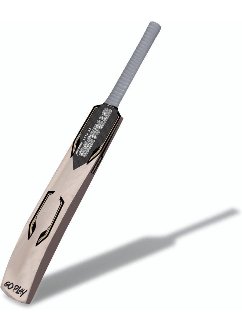 STRAUSS Grand Kashmir Willow Cricket Bat | Size: Short Handle (SH) | Suitable for Leather/Tennis Ball | Age Group 13+ yrs | for Youth/Adults | Anti Scuff Sheet & Bat Cover | Grey | (1050-1200 Grams)