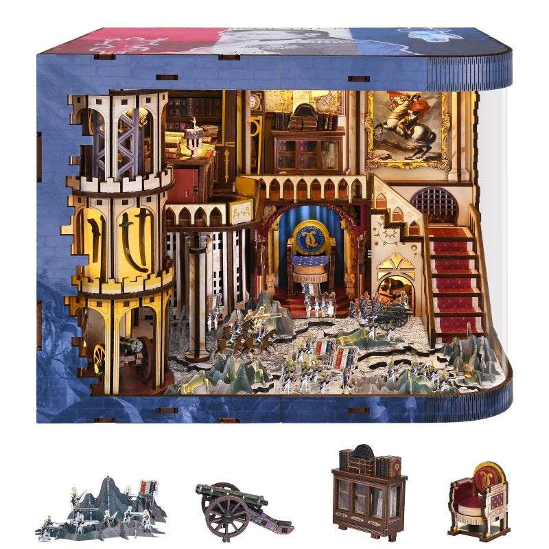 MiniCity Magic Book Nook Building Set with Lights, DIY Booknook Building Model Kit for Home Bookshelf Decor, Miniature House Building for Adults Teens (NapolÃ©on) - Image 1