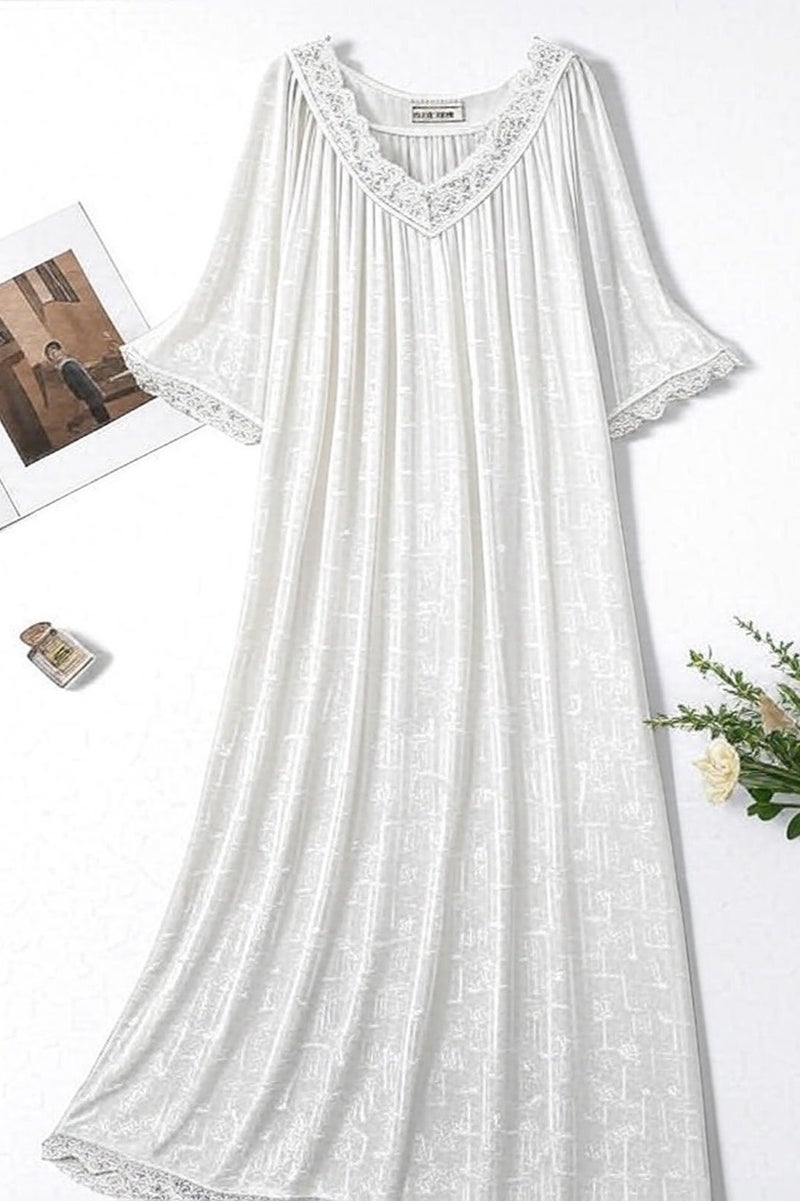 هوم توبيا فستان ماكسي نسائي بلا مقاس من الحرير بتفاصيل دانتيل فريدة حصري - أنيق، مريح، قابل للتنفس، كاجوال، فستان طويل أنيق للنساء، مثالي للارتداء اليومي، الحفلات، الخروجات العائلية، إجازات الشاطئ، موضة الصيف، ملابس رائجة