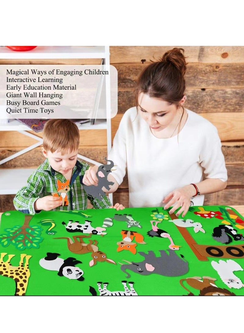 Felt Learning Board for Infants and Toddlers, Early Education Training Wall Decal, Educational Toy, DIY Zoo Set  - Image 2