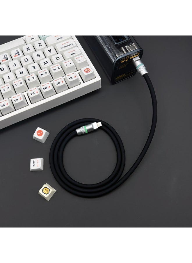 Luminous Super Soft Silicone Data Cable For Apple For Iphone15 For Huawei For Xiaomi Mobile Phone Super Fast Charging Wholesale-Color:3 M USB To For Iphone 12W-Model:Black (glowing Head)  - Image 1