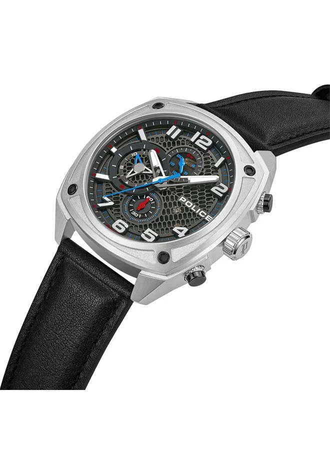 POLICE Portland Gunmetal Dial Black Red Silicone Straps Multifunction Watch for Men - 44.5mm