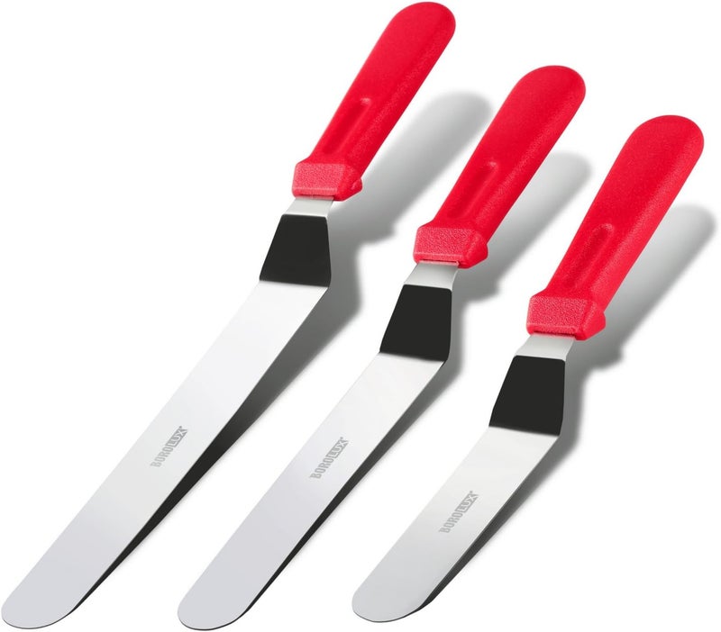 Emopeak Cake Decorating Spatulas - Stainless Steel Icing Smoother Frosting Knife, Set of 3 - Image 1
