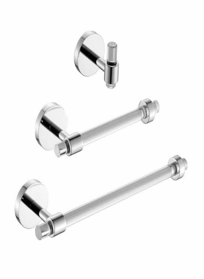 SHUNLI Acrylic Bathroom Hardware Accessories Set - Chrome Hand Towel Holder Toilet Paper Holder Towel Hook - Wall Mounted Bath Towel Bar Set 3 Pieces SHUNLI - Image 1