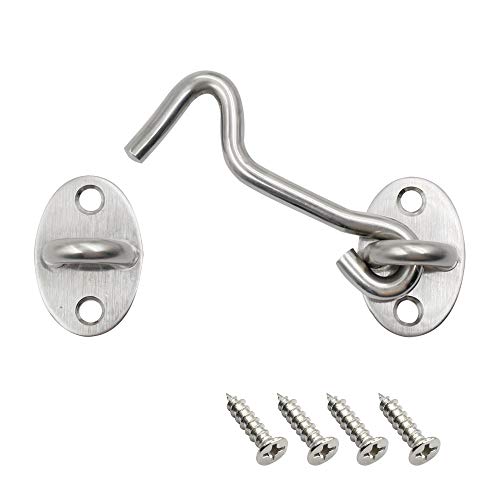 BTMB Cabin Hook Eye Latch Stainless Steel Privacy Hardware Hook Gate Door Swivel Window with Mounting Screws,Pack of 4 (3 Inch) - Image 2