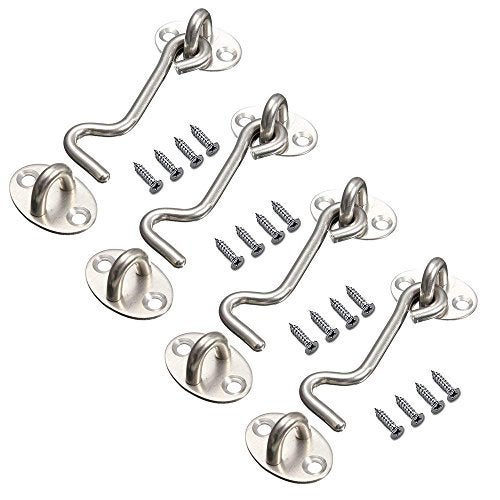 BTMB Cabin Hook Eye Latch Stainless Steel Privacy Hardware Hook Gate Door Swivel Window with Mounting Screws,Pack of 4 (3 Inch) - Image 1