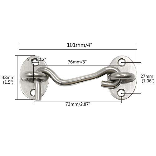 BTMB Cabin Hook Eye Latch Stainless Steel Privacy Hardware Hook Gate Door Swivel Window with Mounting Screws,Pack of 4 (3 Inch) - Image 4
