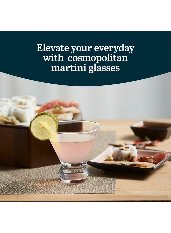 Libbey Cosmopolitan Stemless Martini Glasses, 8.25 Oz Dishwasher Safe Martini Glasses Set of 4, Cocktail Glasses Set for Wedding Registries and More - Image 1