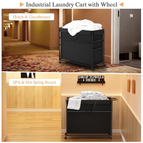 DAOUTIME Commercial Trash Can Cart, 51.5Gal Office Trash Cart (2 Lockable), Recyclable Cardboard Box/Paper Organizer, Large-Capacity Laundry Cart for Hotel/Office/Home/Nursing Home/Groceries/Supplies - Image 5
