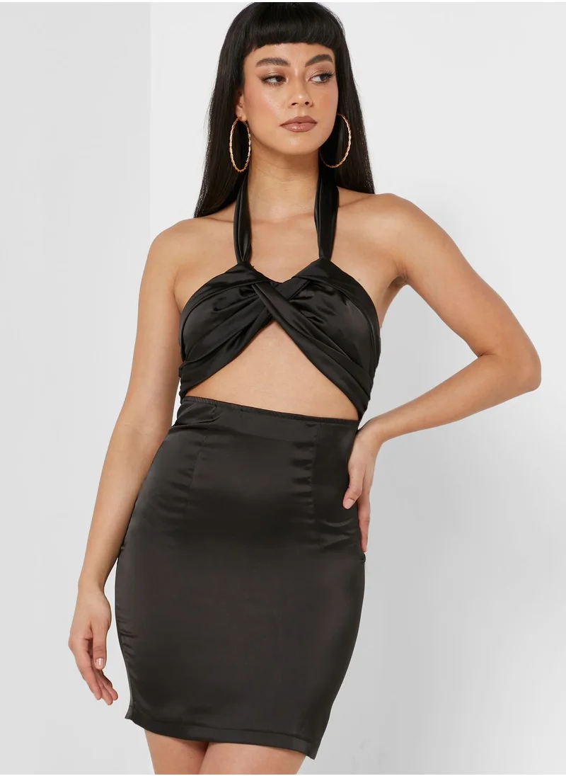 Miss Pap Halter Neck Cut Out Detail Dress