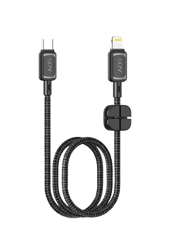 كابل كيبل شاحن سلك شحن سريع قوي TYPE-C كابل USB-C إلى Lightning، كابل  (أسود 1 متر) شحن سريع حيوي مع تعليقة هوك لهاتف iPhone 14 14pro 14pro Max 13 13 Pro 12 11 X XS XR 8 Plus