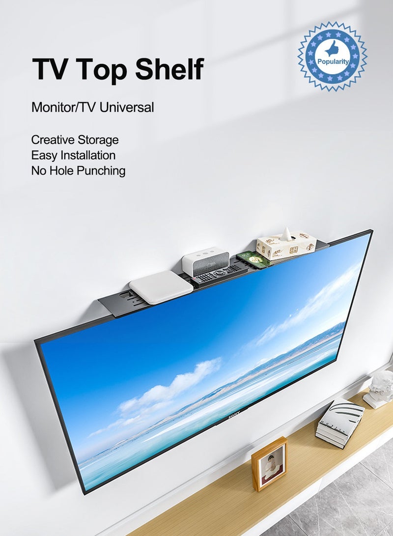 Fh TV Top Shelf,TV Screen Top Storage Stand,Top Mounting Bracket with 60cm Platform for Speakers, Router, Sound Bars  - Image 2