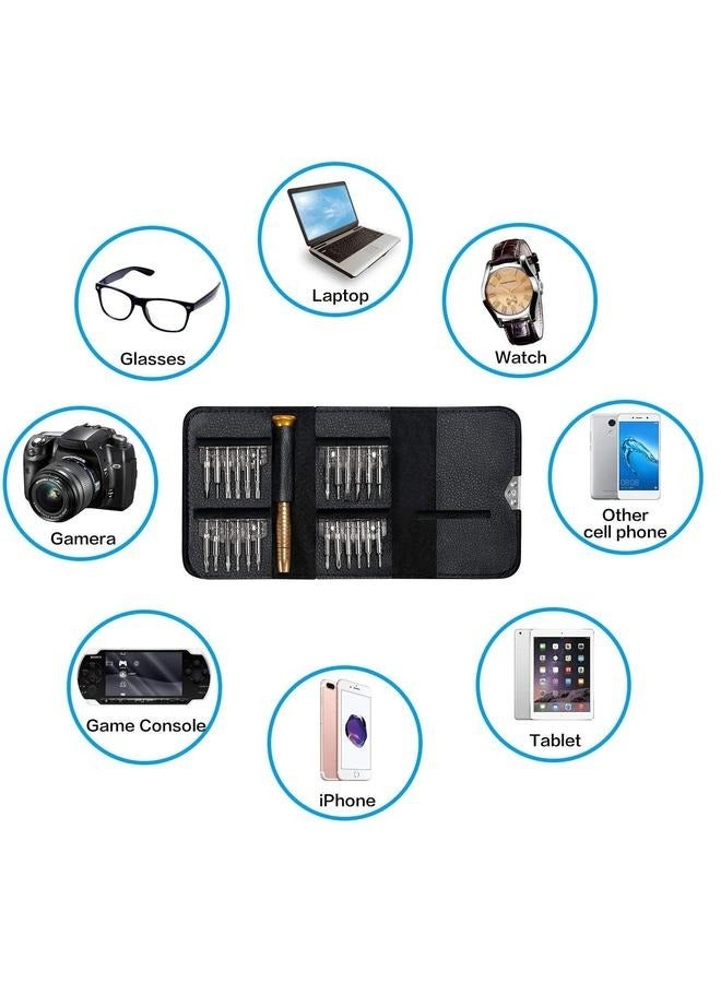 25-Piece Torx Precision Screwdriver Repair Tool Set Silver/Black, Precision Screwdriver Set Mini Repair Tool Kit for PC Glasses Mobile Phone - Image 3