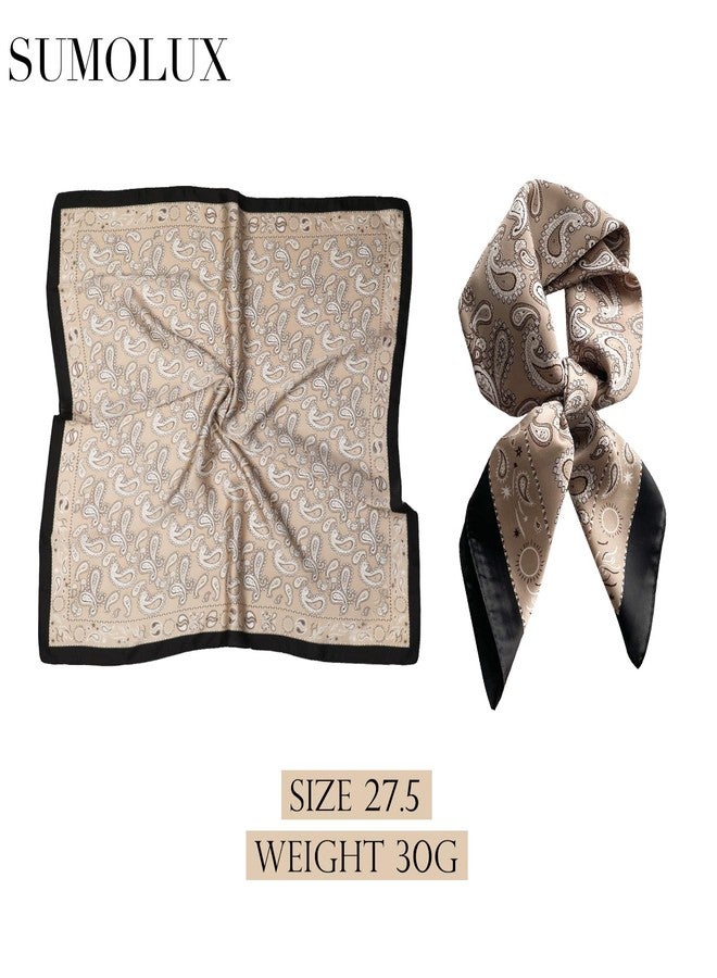 Sumolux Head Hair Scarf for Women Like Satin Silk Scarf Bandana Hair Wrapping Night Large Square Scarves 27.5" - Image 2