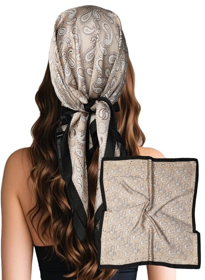 Sumolux Head Hair Scarf for Women Like Satin Silk Scarf Bandana Hair Wrapping Night Large Square Scarves 27.5" - Image 1