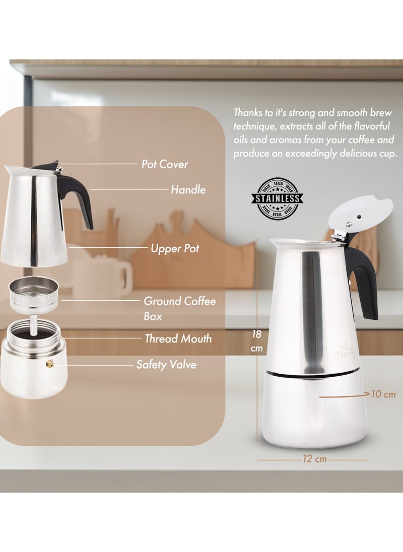Any Morning - Stainless Steel Stove Top Espresso Maker 200ML - Image 1