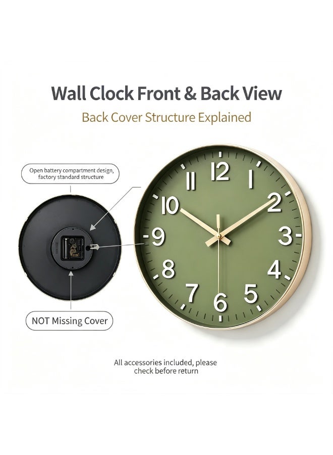 12 Inch Silent Non-Ticking Wall Clock, Battery Operated Quartz Clock with ABS Frame, Modern Simple Decorative Clock for Home Bedroom Office Cafe - Image 4