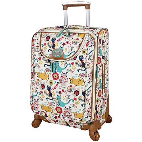 Lily Bloom Design Pattern Carry On Luggage with Spinner Wheels Expandable 20 Inch Suitcase (Furry Friends) - Image 1
