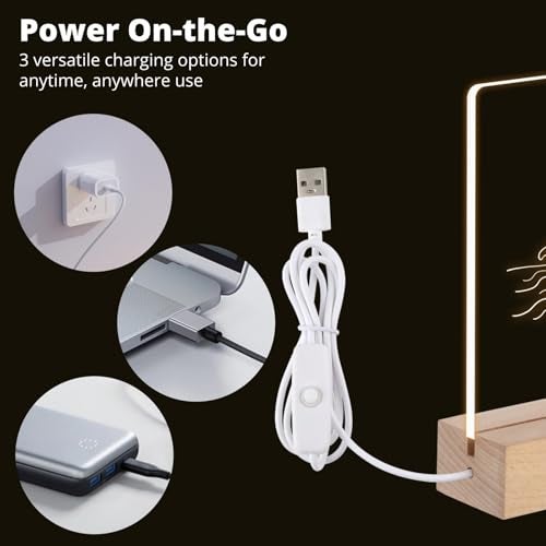 Lnrueg Led Wooden Acrylic Light Base and Blanks (12) - 7'' Led Acrylic Night Lights with USB Cables - Image 4