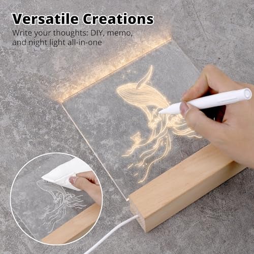 Lnrueg Led Wooden Acrylic Light Base and Blanks (12) - 7'' Led Acrylic Night Lights with USB Cables - Image 5