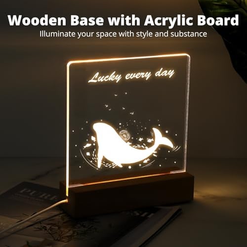 Lnrueg Led Wooden Acrylic Light Base and Blanks (12) - 7'' Led Acrylic Night Lights with USB Cables - Image 3