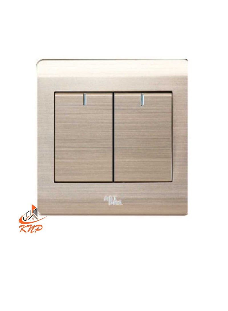 KNP 16A 2 Gang 1 Way Switch - Gold  - Image 1