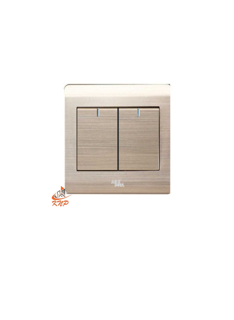KNP 16A 2 Gang 1 Way Switch - Gold  - Image 2