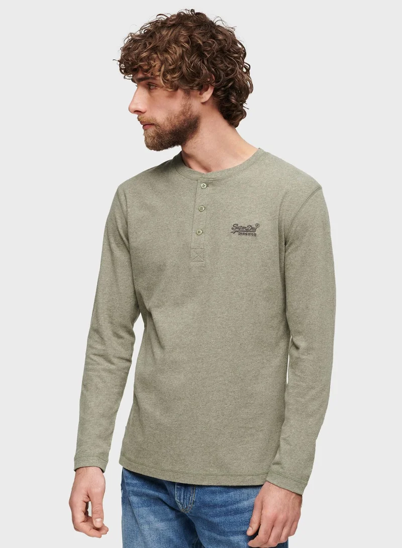 Superdry Logo Embroidered Henley T-Shirt