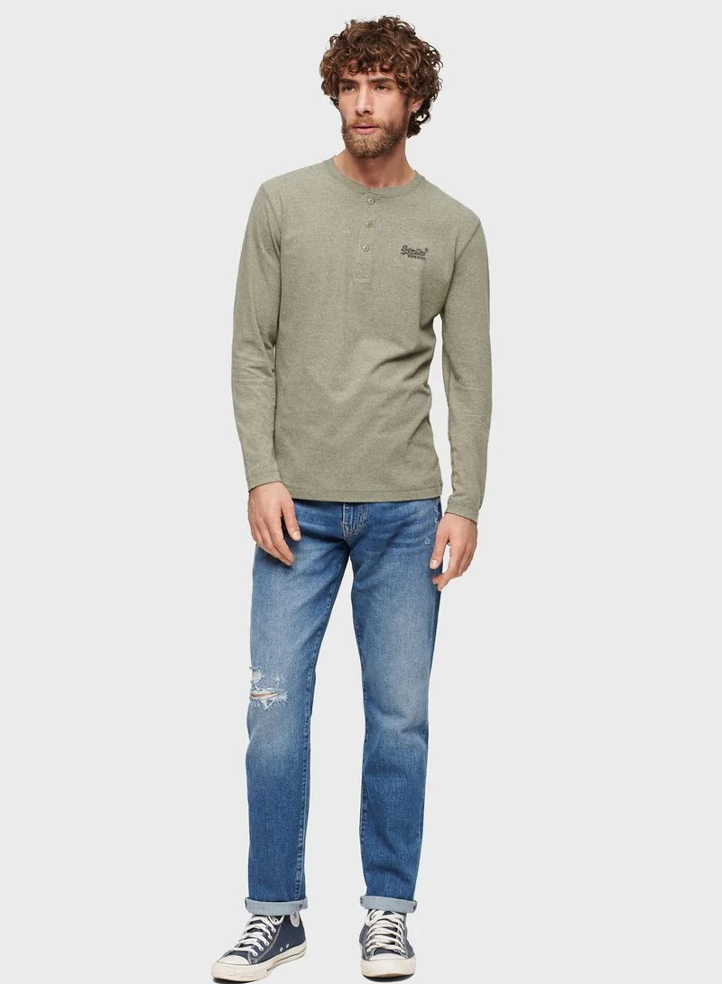 Superdry Logo Embroidered Henley T-Shirt
