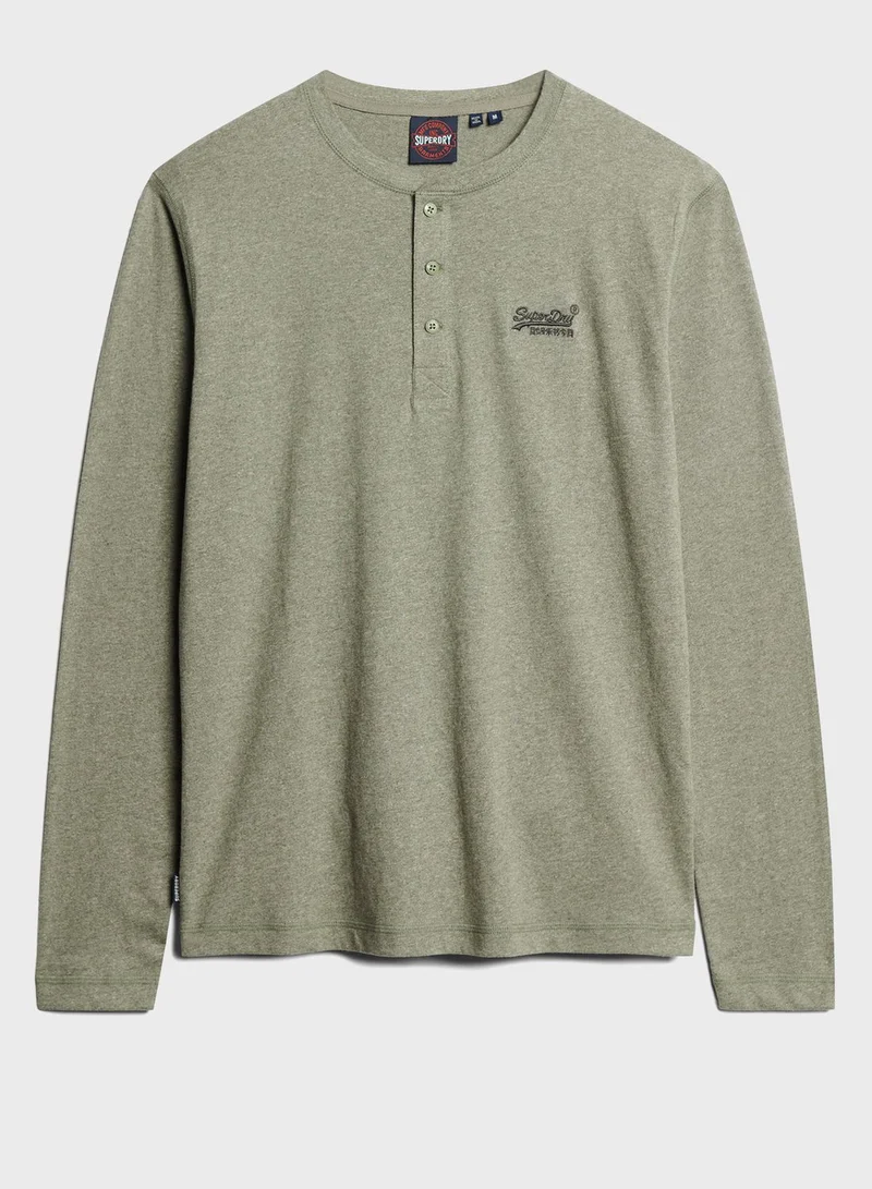 Superdry Logo Embroidered Henley T-Shirt