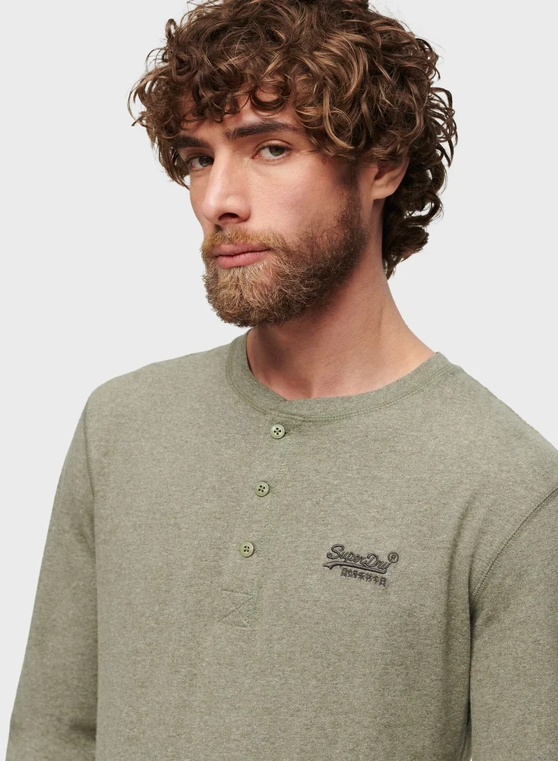 Superdry Logo Embroidered Henley T-Shirt