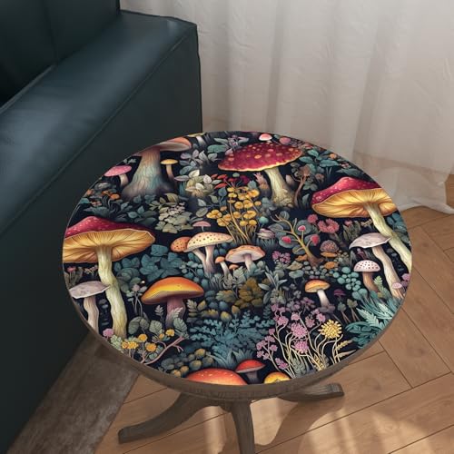 BOKEBEVE Mushroom Wallpaper Peel and Stick Floral Contact Paper Vintage Leaf Wall Paper for Bedroom Bathroom Countertop Removable Waterproof Black Colorful 175 x 1965In - Image 3