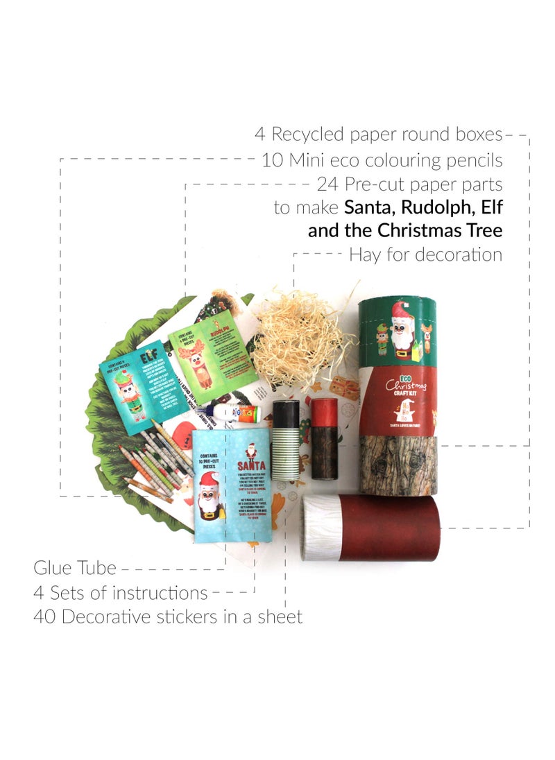 Buy Responsibly - BUY RESPONSIBLY Eco Craft DIY Kit Biodegradable Recycled Paper Stationery Gift Box for Kids Schools Love Nature Papers, Eco Pencils Glue, Hay makes 35 CM Tall Tree Pack of 2 - Image 1