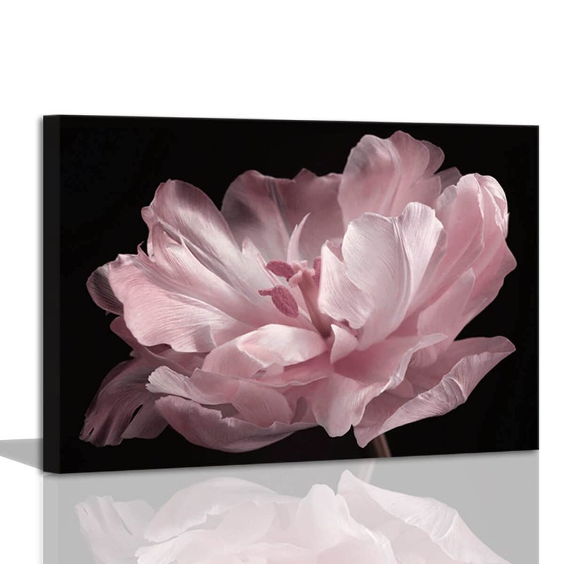 COHLOE Pink Wall Art  Bathroom  Bedroom Decor  Black  White Wall Art  12x16inch Stretched 